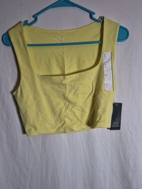 wild fable Lemon Yellow Square-Neck Crop Tank